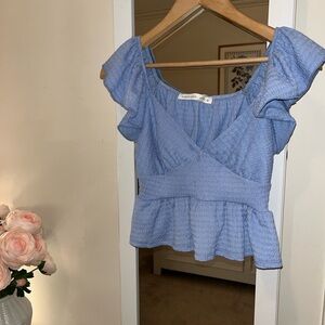Altar'd State Light Blue Ruffled Blouse